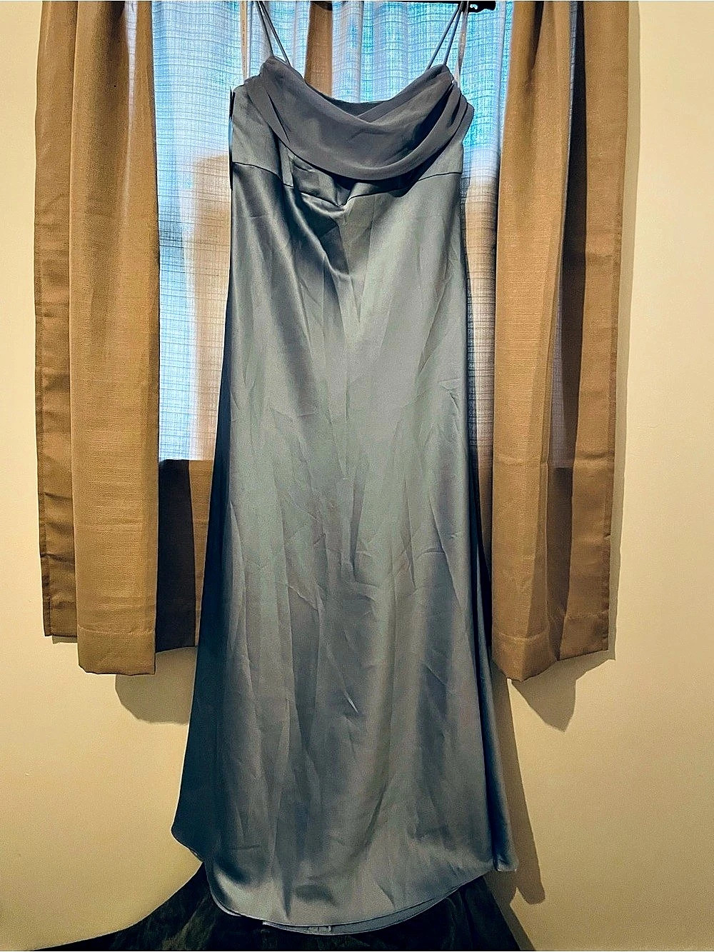 Alfred Angelo Blue Gray Cowl Neck Maxi Dress
